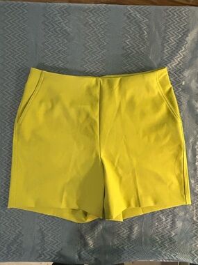Rachel Zoe Bright Yellow High-Waist Tailored Shorts